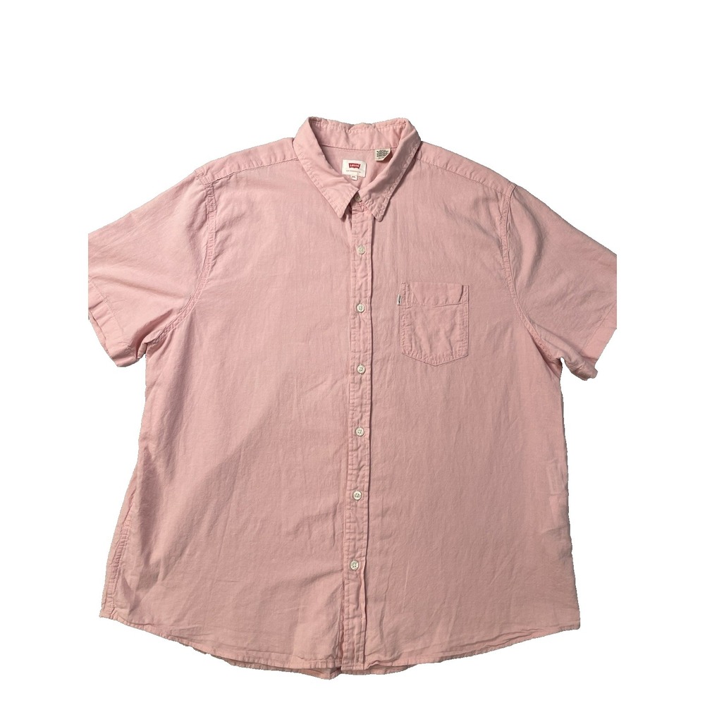 Levi's Pink Mens Button Up Short Sleeve  XXL‎ Linen Blend Beachy Casual